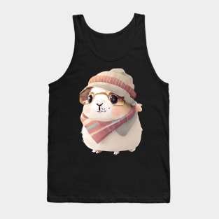 Cute Guinea Pig with Glasses and Winter Clothes Tank Top